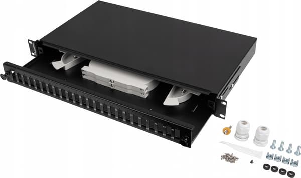 LYSTILSTANDS SWITCH LANBERG 24XSC DUPLEX/24XLC QUAD RACK 19\" 1U SORT + TILBEHØR