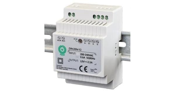 DIN \"EURA\" DIN30W12 12V 2.5A DC STRØMFORSYNING