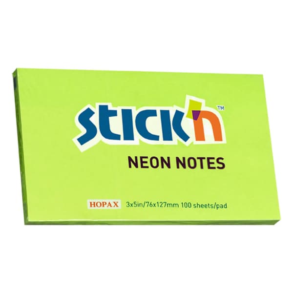 Selvklæbende notesbog grøn neon 127x76mm