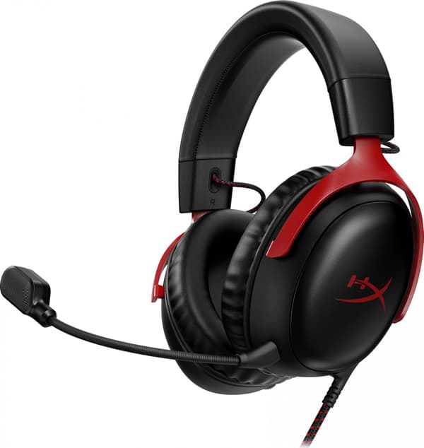 HP HyperX Cloud III -pelikuulokkeet / 7.1-ääni / DTS Headphone:X / tilaääni / Over-Ear - musta/punainen