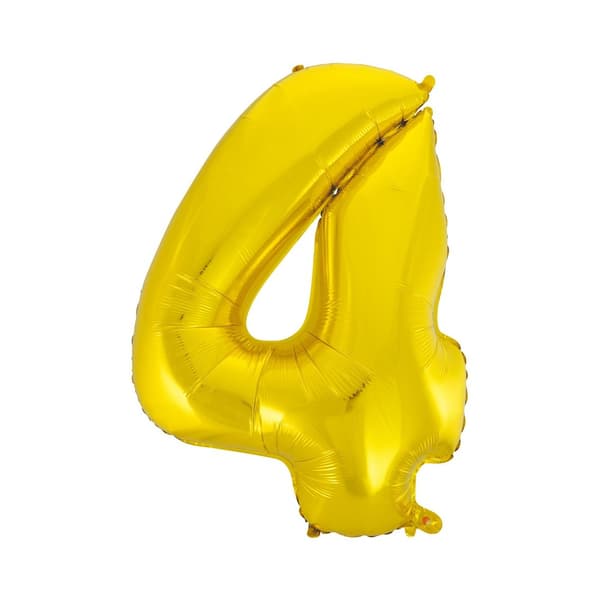 Folieballong \"Nummer 4\", guld, 92 cm