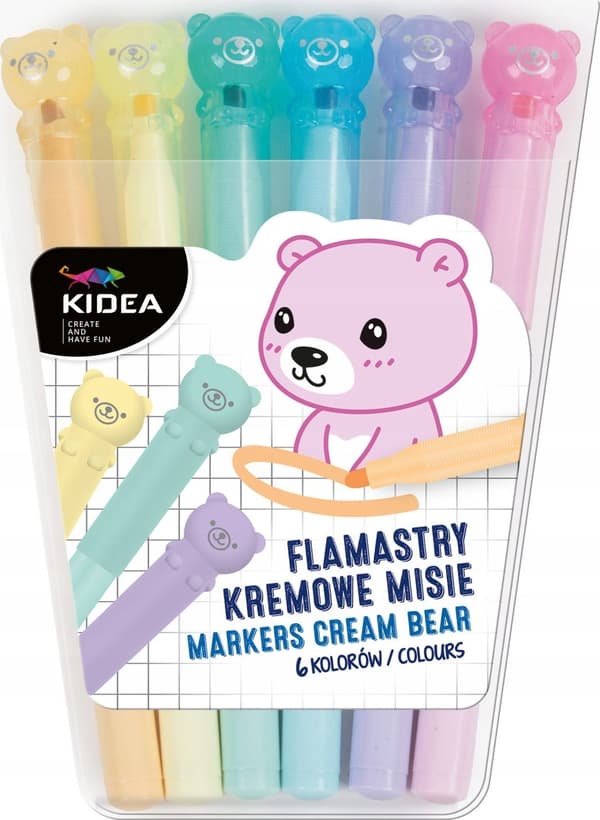 Kream bjørn tuschpenne 6 farver KIDEA