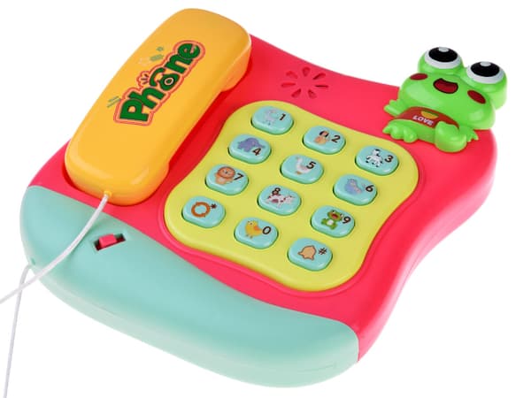 Farverig knaptelefon spiller melodier og lyser ZA4625