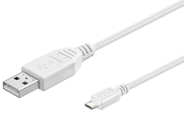 MicroConnect USB A till USB Micro B, version 2.0, vit, 3m vit