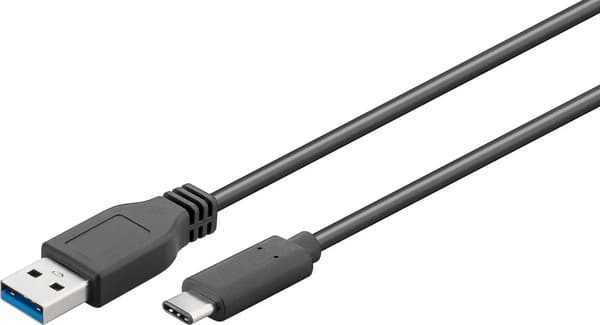 MicroConnect USB 3.2 Gen 1 C-A-kabel, 3m sort, til synkronisering og opladning, hastighed på 5 Gbs