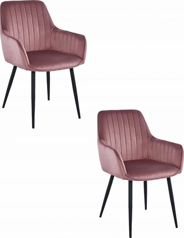 Leobert SOLDEN stol - fløjl pink/ben sort x 2
