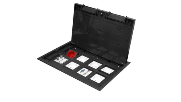 16-moduls golvbox för installation av tillbehör 22.5x45 (45x45) EM/FLB-SCF320PP