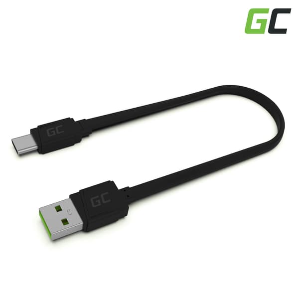 USB A > USB-C (ST - ST) 0,25m Green Cell Musta