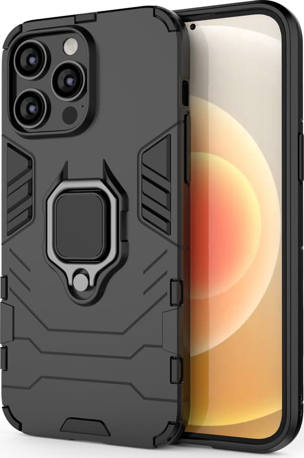 Ring Armor Cover til iPhone 14 Pro pansret cover magnetisk holderring sort