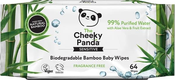 Cheeky Panda Baby Våtservetter i Bambu 64 st
