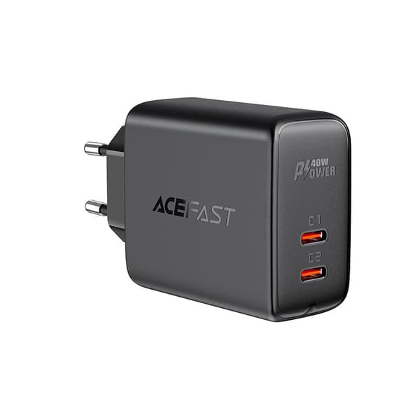 ACEFAST väggladdare 2 x Typ C QC3.0 PD40W A9 svart