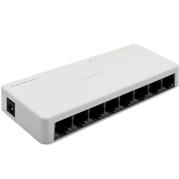 Qoltec SWITCH Netværksswitch 8 x RJ45 Port | 100Mbps | Fast Ethernet | LAN