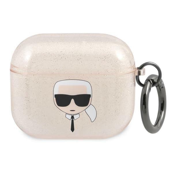 Karl Lagerfeld Glitzer Karl's Head Cover til AirPods 3 – Guld