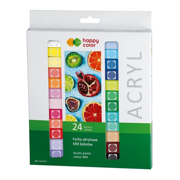 Akrylmaling 12ml 24 farver HAPPY COLOR
