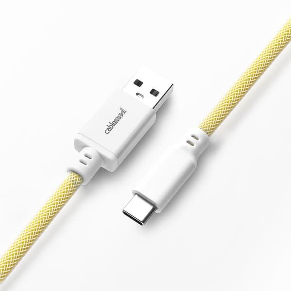 CableMod Classic USB-C till USB Typ-A infällbar tangentbordskabel, Lemon Ice - 150 cm
