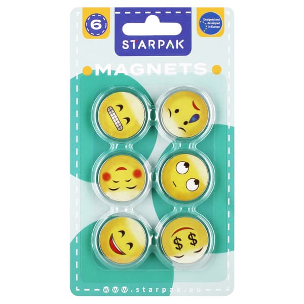 MAGNET COL MIX EMOT 33MM OP6PCS STK B/C24/192