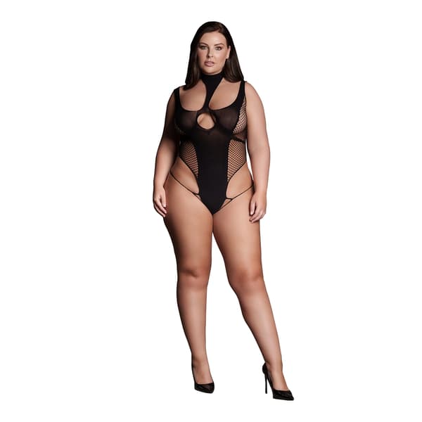 Casmir Cyllene XLVIII Plus Size Bodysuit med rullekrave, sort
