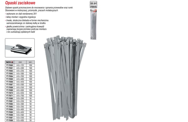 YATO SPÆNDEBÅND I RUSTFRIT STÅL 8.0x550mm/50stk