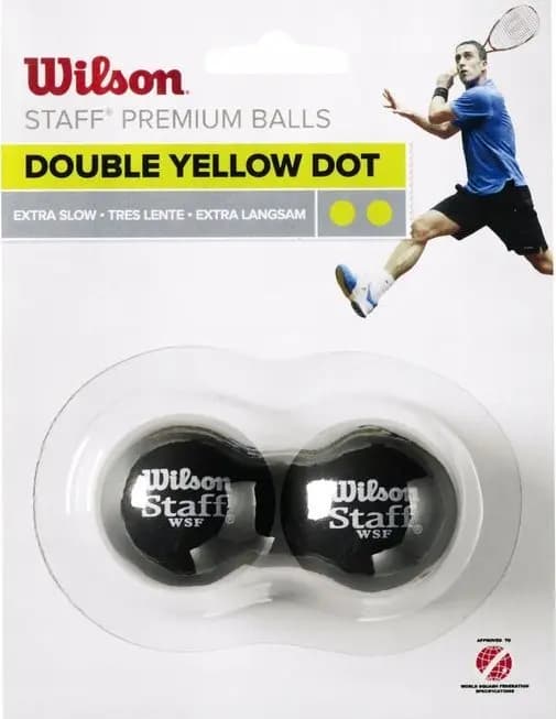 Wilson Wilson Staff Squash Double Yellow Dot 2-pak bold WRT617600 Sort One size