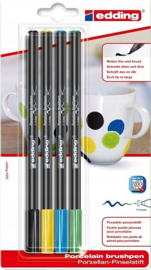 Edding Posliinitussi e-4200 EDDING, 1-4 mm, läpipainopakkaus, 4 kpl, värivalikoima