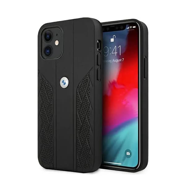 Kotelo BMW BMHCP12SRSPPK iPhone 12 mini 5,4\" musta/black hardcase Leather Curve Perforate