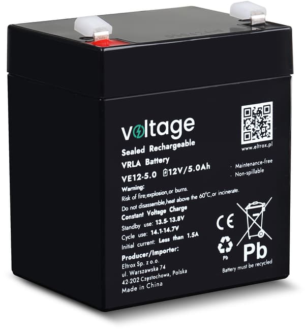 Batteri AGM Spænding 12V 5Ah VE12-5.0