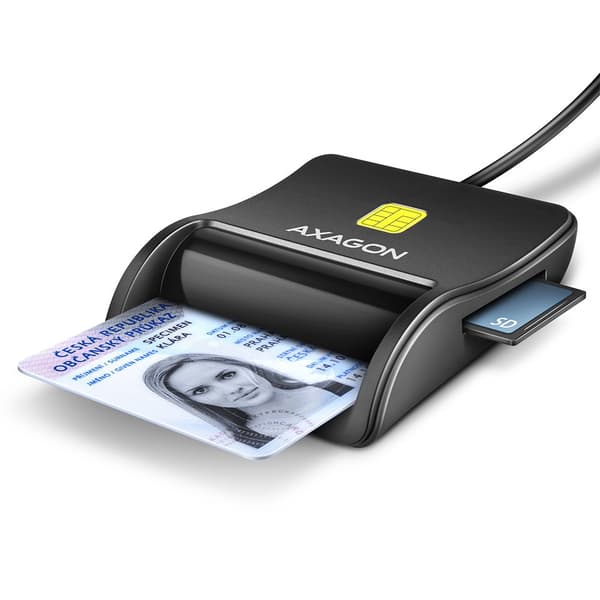 Axagon AXAGON CRE-SM3SD læser, USB-A FlatReader 4-slot ID-kortlæser + SD/microSD/SIM, 1,3m kabel