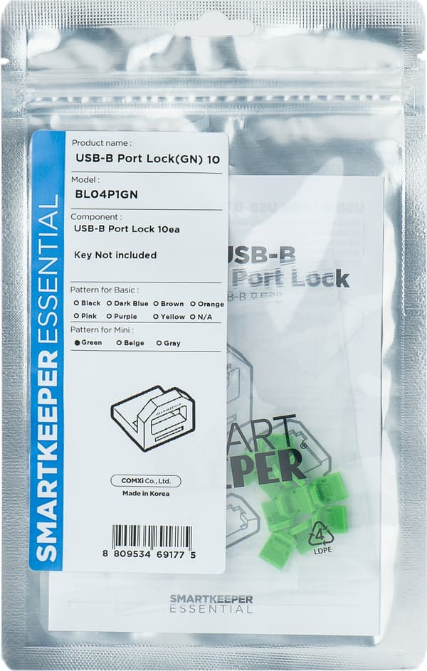 SmartKeeper Mini “USB-B Port” -esto vihreä 10 kpl