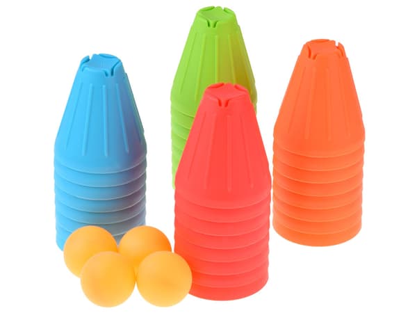 FAST CUPS skicklighetsspel Triangulära block + bollar 38 delar ZA5811