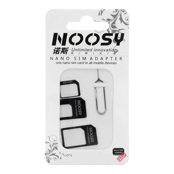 Nano Sim/Micro, Micro Sim ja Nano/Sim -adapterisarja (NOOSY 3in1) musta