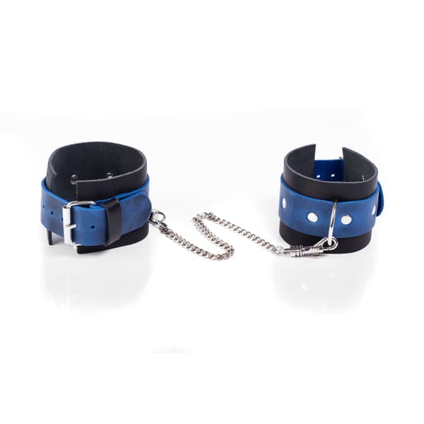 Håndjern - Cuffs Crazy Horse Blå, Stor