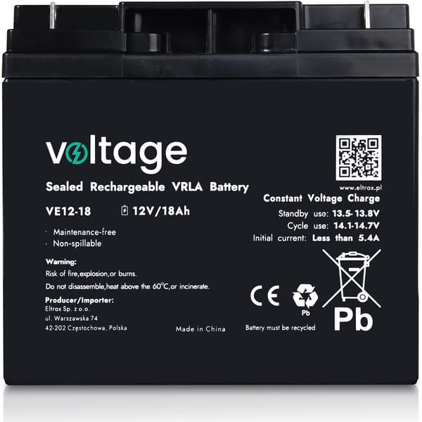 Batteri AGM Spænding 12V 18Ah VE12-18