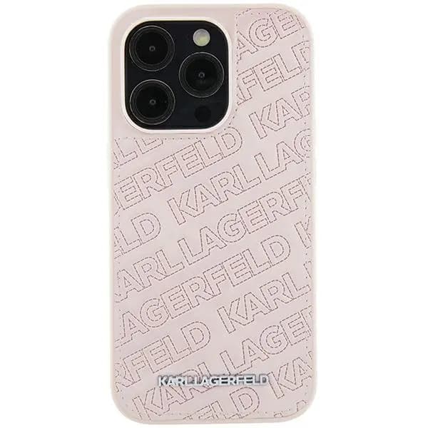 Original KARL LAGERFELD Hardcase KLHCP15MPQKPMP för iPhone 15 Plus (Quilted Pattern / rosa)