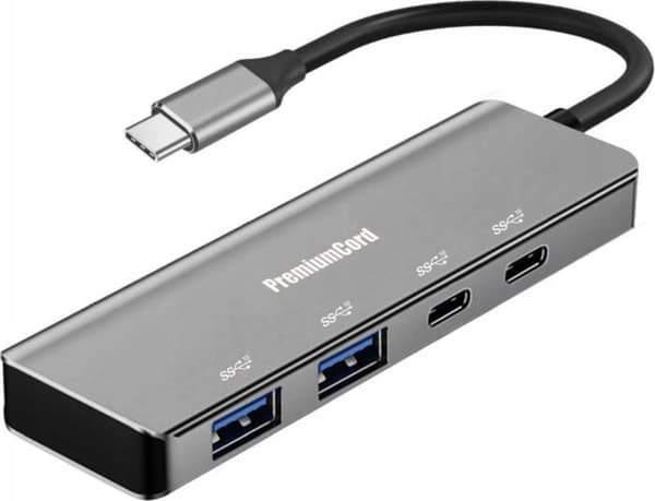 PREMIUMCORD USB-C hub til 2x USB 3.2 type C+2x USB 3.2, 5G SuperSpeed, aluminium