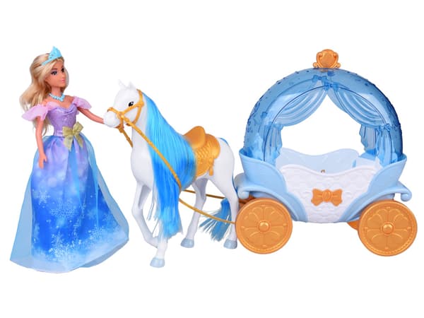 Saga prinsessdocka i balklänning + kunglig vagnhäst ZA5705