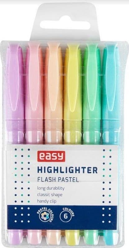 Överstrykningspenna Flash Pastell 6 färger EASY