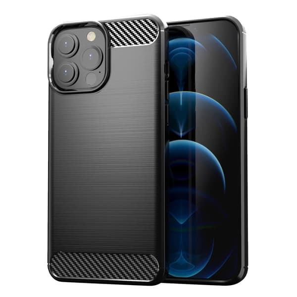 Kolfiberfodral Flexibelt mobilskal TPU skyddsfodral för iPhone 13 Pro Max svart