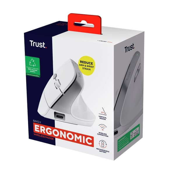 BAYO II ergonomisk trådløs mus hvid