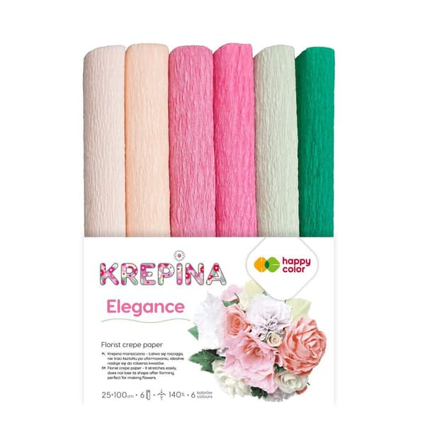 Rypytetty kreppi 25x100cm mix Elegance 6 rullaa
