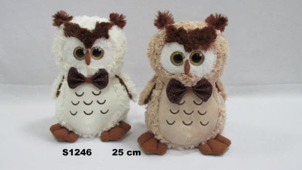 Maskot Ugle 2 farver 25cm 141712 MIX pris for 1 stk