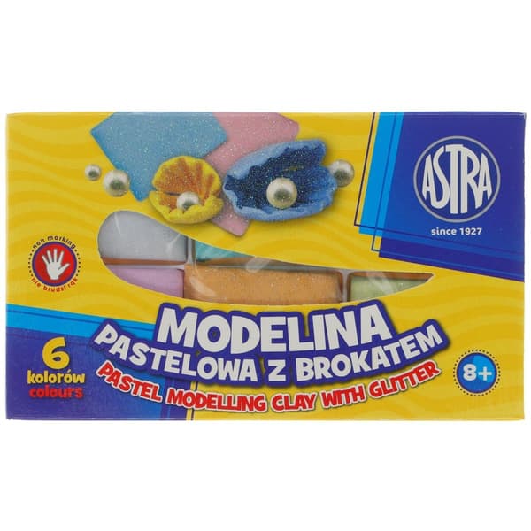 Modelina 6 väriä pastelli glitterillä ASTRA