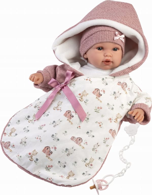 Babydocka i rosa spetsarbete 36cm