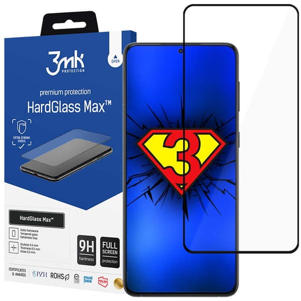 3mk HardGlass Max Samsung Galaxy S22 + Musta