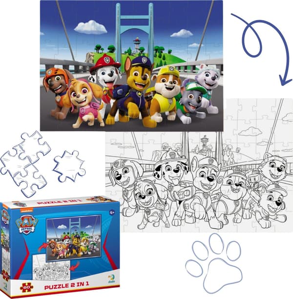 Puslespil 60 Paw Patrol 2 i 1