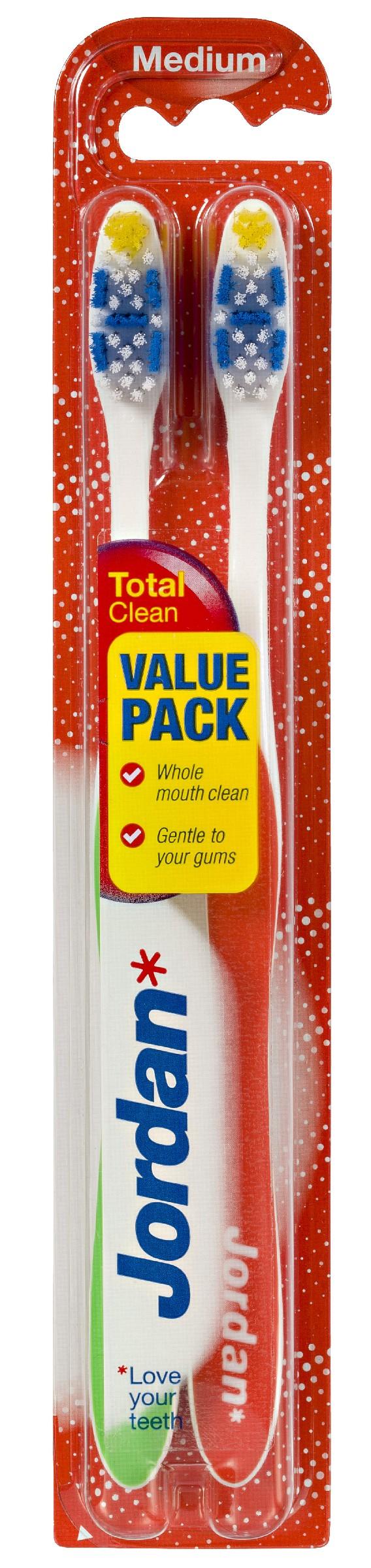 JORDAN Hammasharja Total CLEAN Medium 2-pakkaus