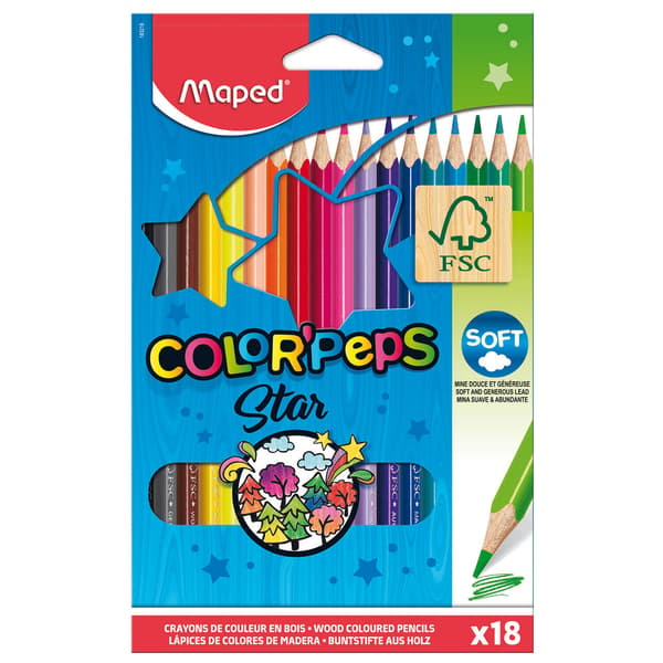 Colorpeps trekantede blyanter 18 farver MAPED