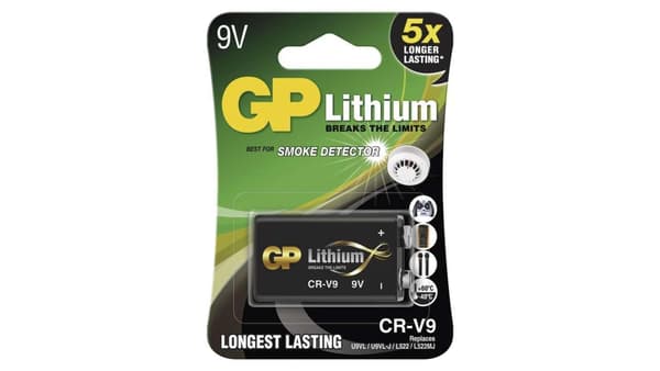 1 GP Lithium 9V Batteri CR-V9 bedst til røgalarm osv.