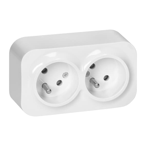 ToDo Kaksoispistorasia 2x2P+Z, 16A/230VAC, IP20, Valkoinen