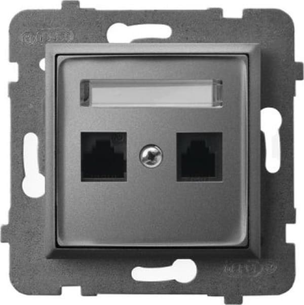 Ospel ARIA Computerstik dobbelt, kat. 5e MMC grå mat GPK-2U/K/m/70