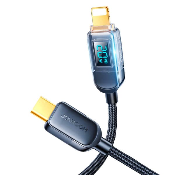 Joyroom A4 USB-C/Lightning 20 W 1,2 m Kabel med Display – Sort